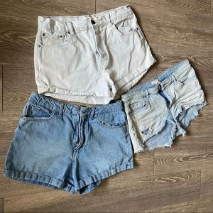 Bundle 3 high / mid waist jean shorts (h&m, forever21)